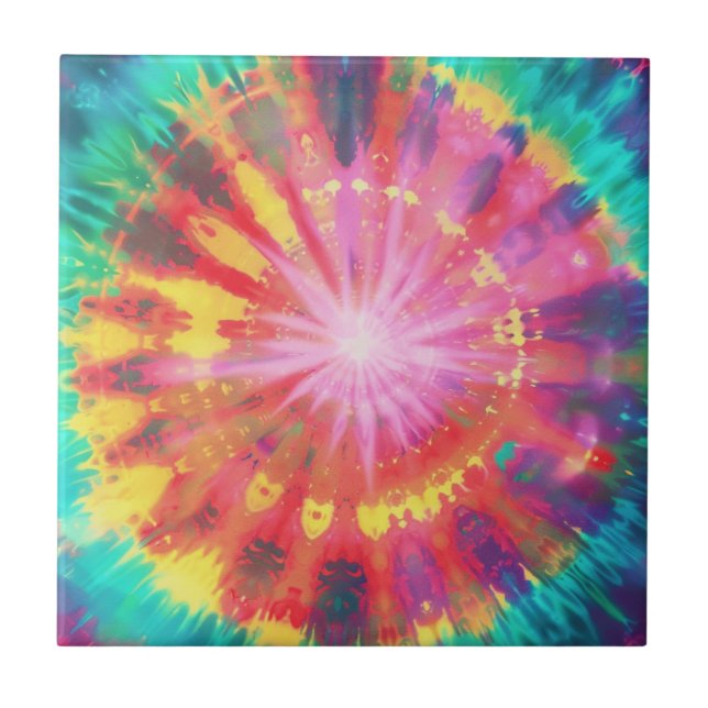Vibrant Colorful Tie-Dye #1 Ceramic Tile (Front)