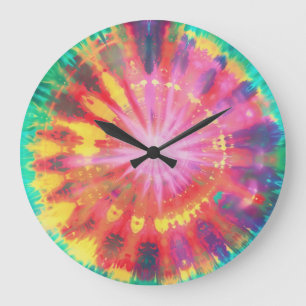 Vibrant Colorful Tie-Dye #1 Large Clock