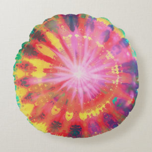 Vibrant Colorful Tie-Dye #1 Round Pillow