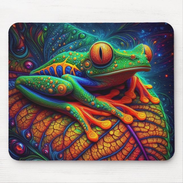   Vibrant Colorful Tree Frog Mouse Pad (Front)