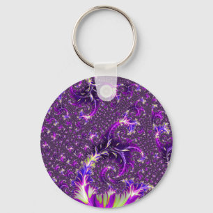 Vibrant Colorful Trippy Groovy Boho Spiral Fractal Keychain