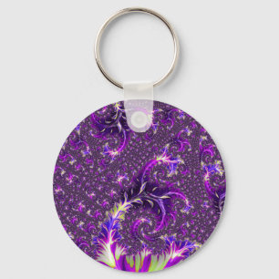 Vibrant Colorful Trippy Groovy Boho Spiral Fractal Keychain