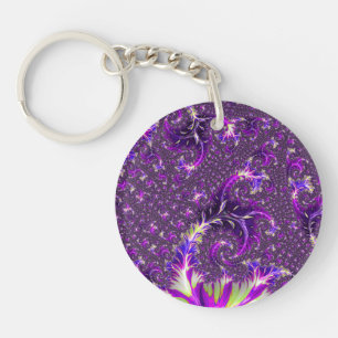 Vibrant Colorful Trippy Groovy Boho Spiral Fractal Keychain