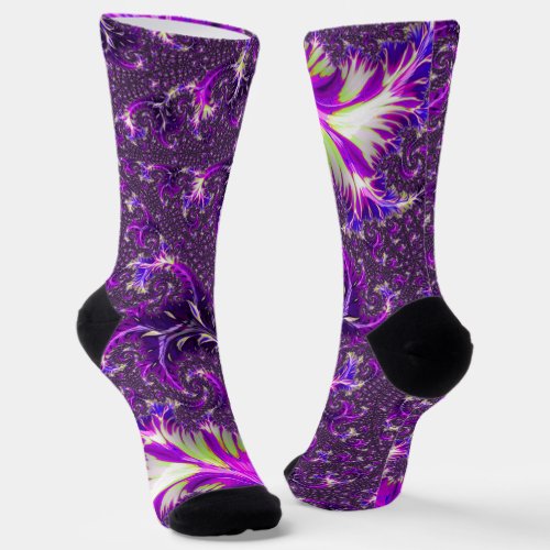 Vibrant Colorful Trippy Groovy Boho Spiral Fractal Socks