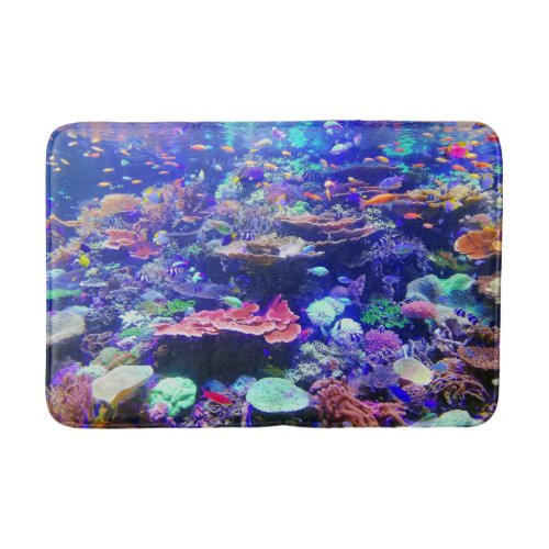 Vibrant Colorful Tropical Fish Aquarium Bath Mat