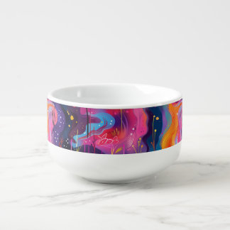 Vibrant Colorful Waves Soup Mug