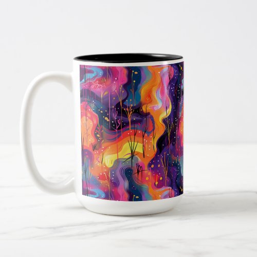 Vibrant Colorful Waves Two_Tone Coffee Mug