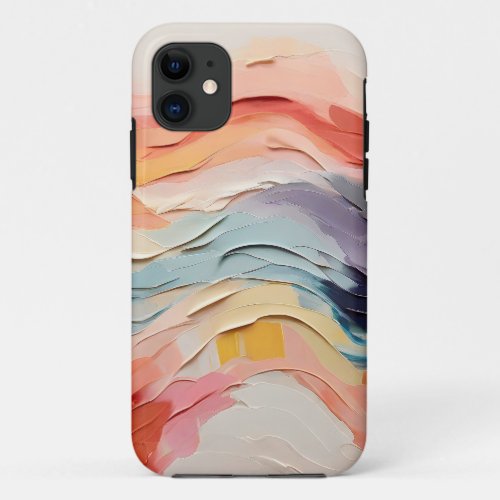 Vibrant Colorful Wavy Abstract Painting Artwork  iPhone 11 Case