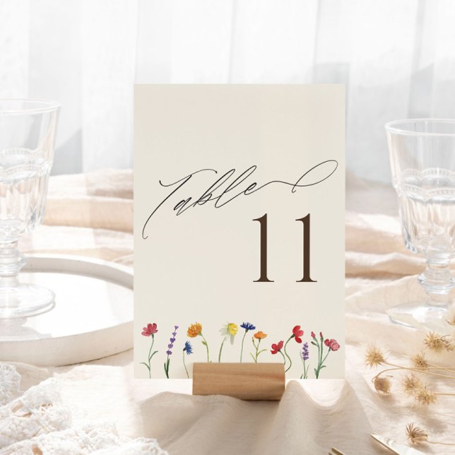 Vibrant Colorful Wildflower Bloom Wedding Table Number (Creator Uploaded)