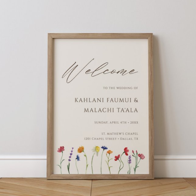 Vibrant Colorful Wildflower Bloom Wedding Welcome Poster (Creator Uploaded)