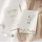 Vibrant Colorful Monogram Wildflower Bloom Wedding Invitation