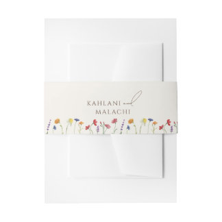 Vibrant Colorful Wildflower Modern Wedding Invitation Belly Band