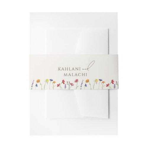 Vibrant Colorful Wildflower Modern Wedding Invitation Belly Band