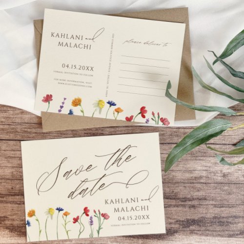 Vibrant Colorful Wildflower Modern Wedding Save The Date
