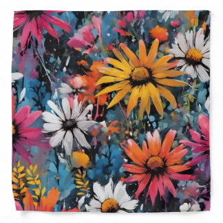 Vibrant Colorful Wildflower Print Bandana