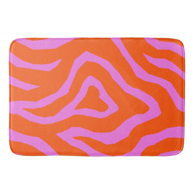 Vibrant Colorful Zebra Stripes Pattern Bath Mat (Front)