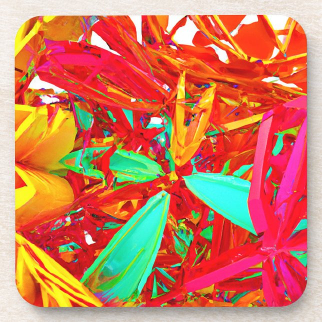 Vibrant Colors Abstract Pattern Beverage Coaster (Front)