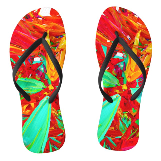 Vibrant Colors Abstract Pattern Flip Flops (Footbed)