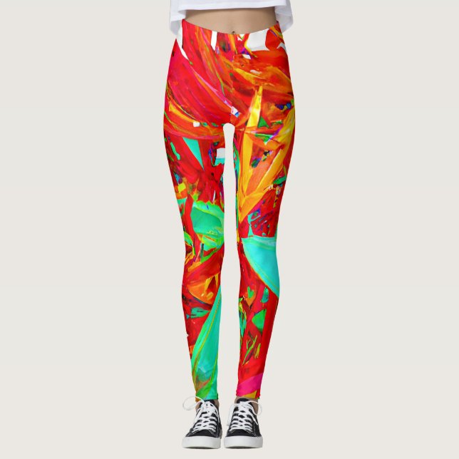Vibrant Colors Abstract Pattern Leggings (Front)