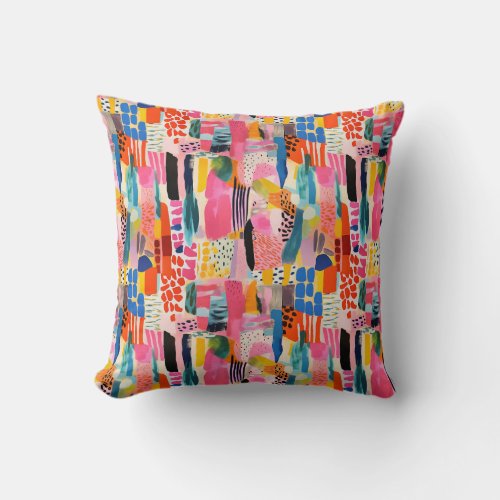 Vibrant Colors Abstract Pattern Throw Pillow