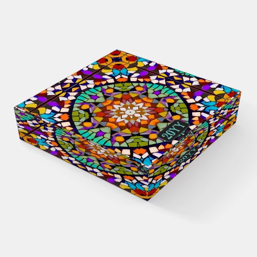 Vibrant Colors Celebration Mosaic _ Commemorative  Paperweight