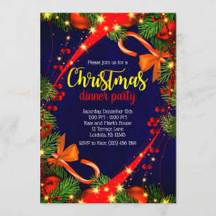 Vibrant colors Christmas Dinner Party Invite