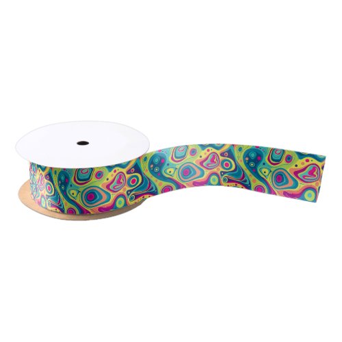 Vibrant colors groovy abstract pattern satin ribbon