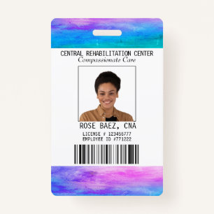 Vibrant Colors Hospital CNA Photo ID Name Badge