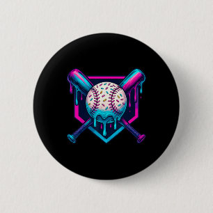 Vibrant Colors Ice Cream Baseball Drip Graphic For Button
