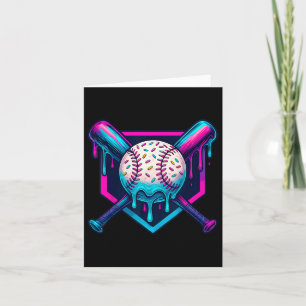 Vibrant Colors Ice Cream Baseball Drip Graphic For Card