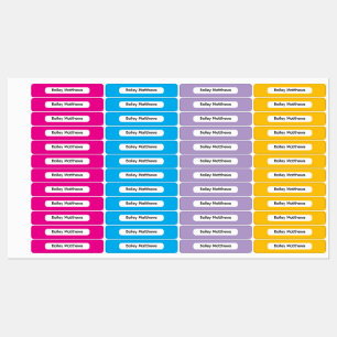 Vibrant Colors Kid Name Rectangle Name Sticker