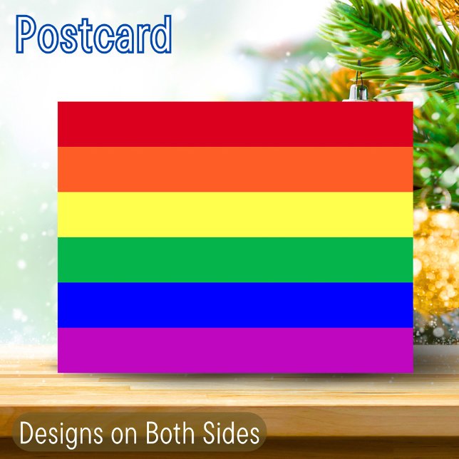 Vibrant Colors LGBTQ+ Rainbow Flag 2 Side Designs Postcard (Creator Uploaded)