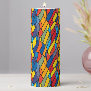 Vibrant Colors Mosaic Pattern Pillar Candle