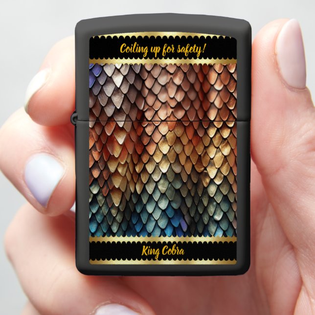 Vibrant colors of a toxic snake's skin zippo lighter (In Hand)