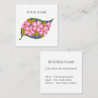 Vibrant colors of flowers. square business card