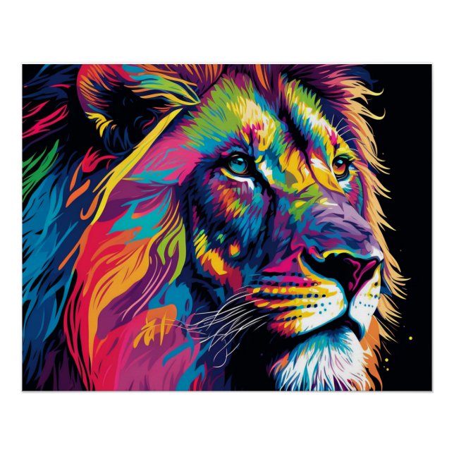 Vibrant colors of lion art poster (Front)