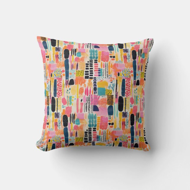 Vibrant Colors Pattern Throw Pillow (Front)