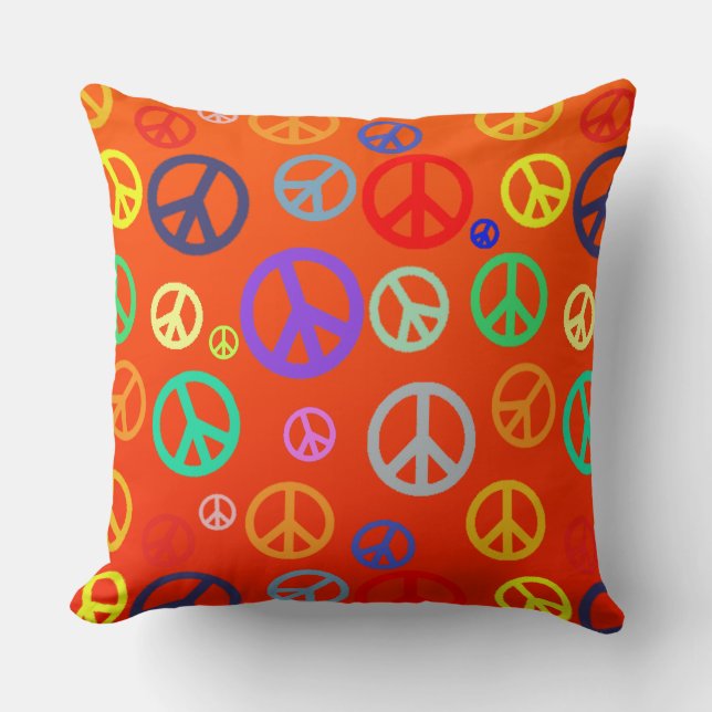 Vibrant colors Peace Symbol Pattern Throw Pillow (Front)