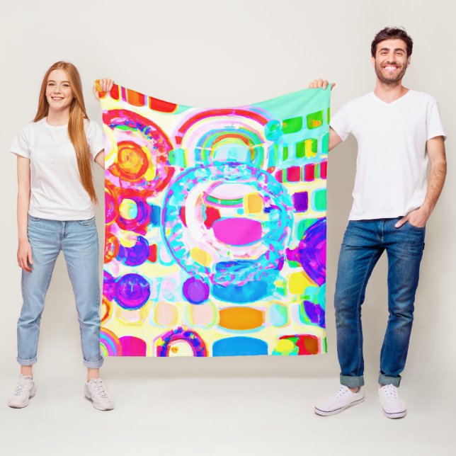 Vibrant Colors Random Pattern Fleece Blanket (In Situ)