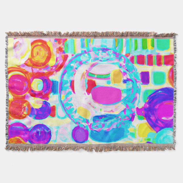 Vibrant Colors Random Pattern Throw Blanket (Front)