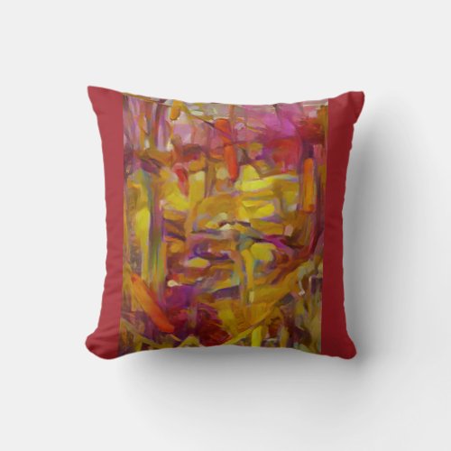 Vibrant colors reeds in nature throw pillow