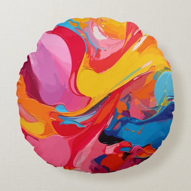 Vibrant Colors Round Pillow (Front)