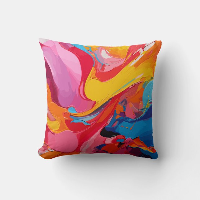Vibrant Colors Throw Pillow (Front)