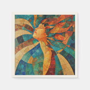 Vibrant Colourful Abstract Mosaic Woman Napkins