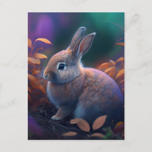 Vibrant Colourful Rabbit  Postcard