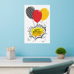 Vibrant Comic-Style Birthday Balloons Wall Decal