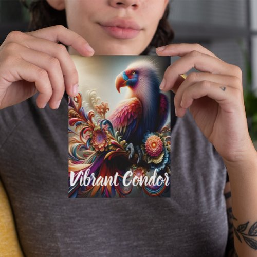 Vibrant Condor Bird Perched Atop Tree Branch Postcard