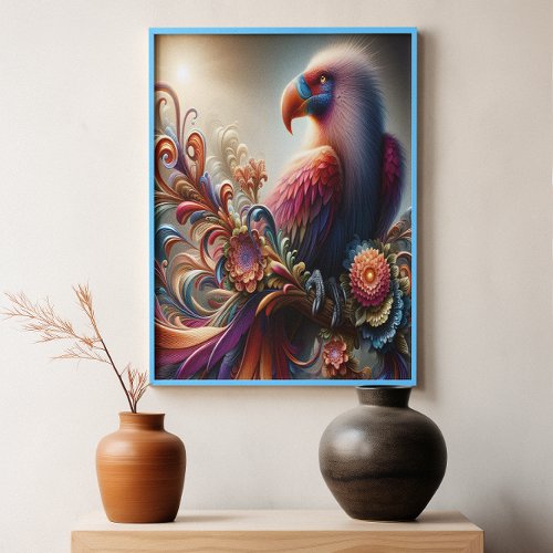 Vibrant Condor Bird Perched Atop Tree Branch Poster