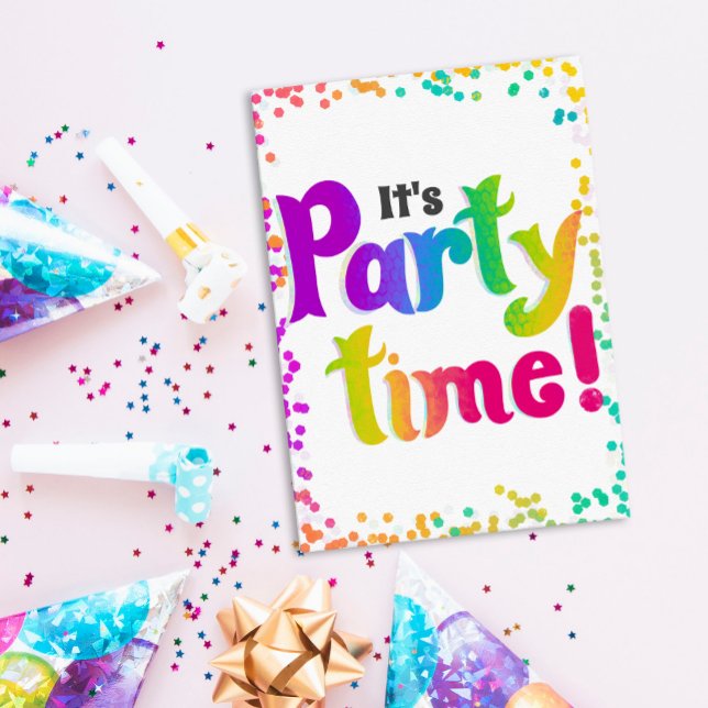 Vibrant Confetti It's Party Time! Celebration Invitation (Creator Uploaded)