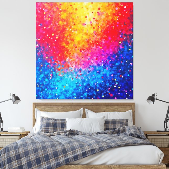 Vibrant Confetti Starburst Art Canvas Print (Insitu(Bedroom))